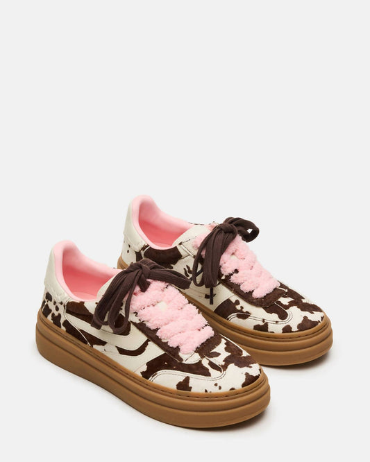 Steve Madden - Women's Dodge Cow Print Platform Sneakers