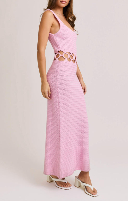 Le Lis - Square Neck Sleeveless Crochet Midi Dress