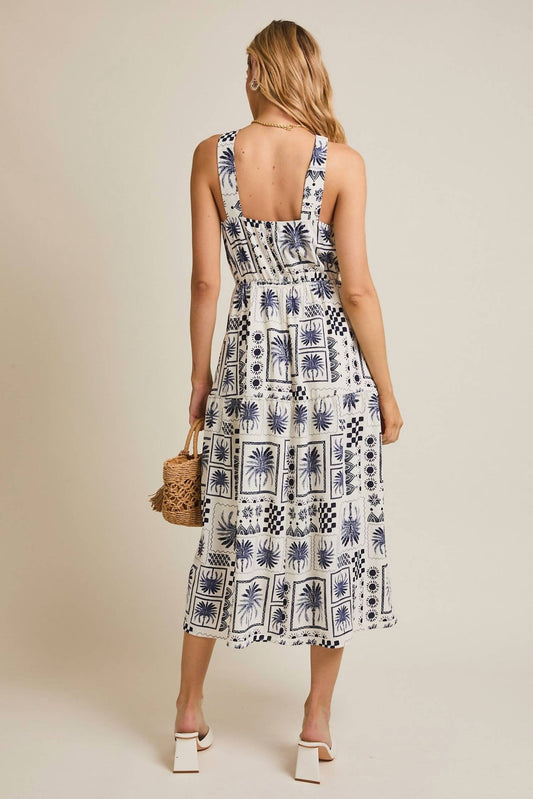 Gilli - Halter Neckline Abstract Print Dress