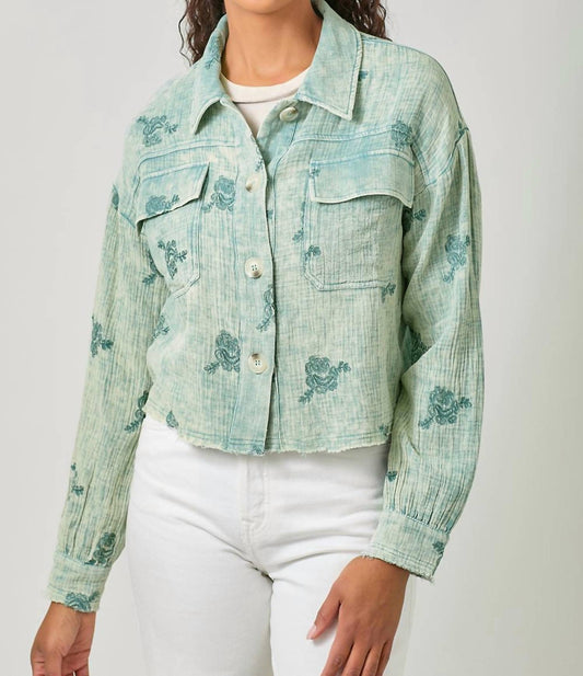 Mystree - Catalina Floral Gauze Embroidery Button Up Top