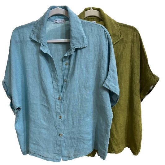 Made In Italy - Classic Short Sleeved Linen Shirt