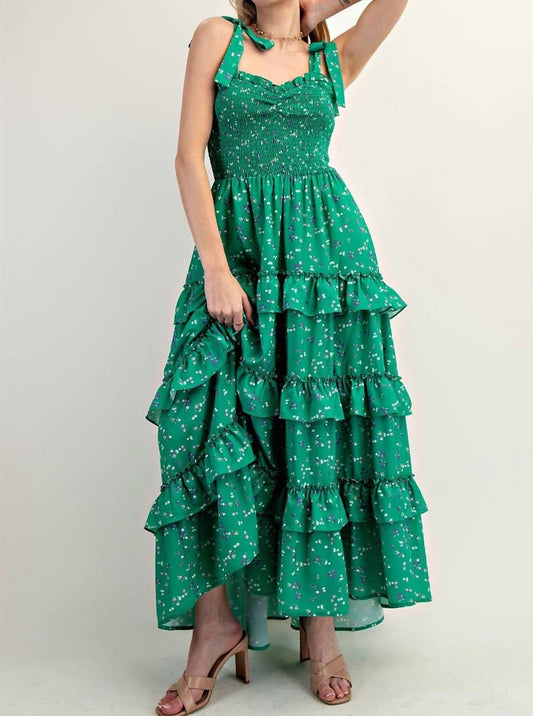 Ee:Some - Floral Printed Tiered Ruffle Maxi Dress