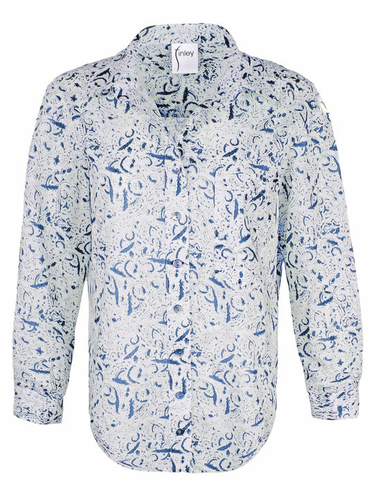 Finley - Andie Shirt Blue Scroll