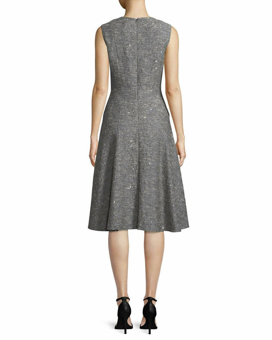 Lela Rose - Sequin Sleeveless Seamed Fit & Flare Twill Midi Dress