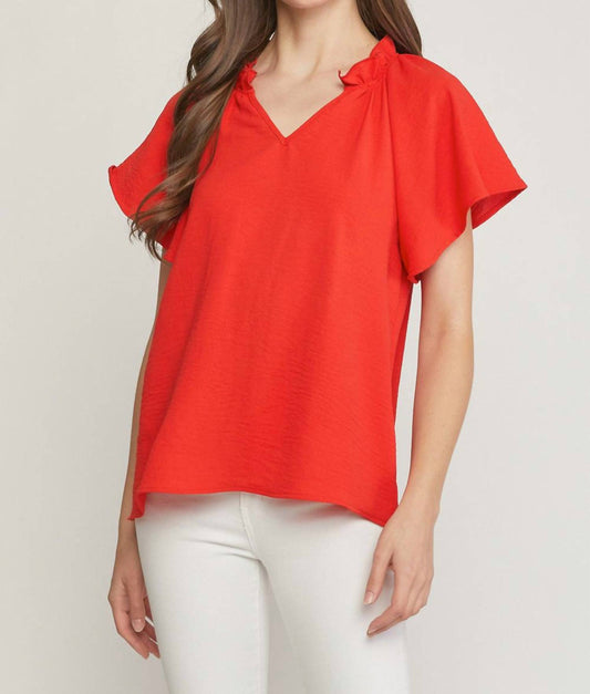 Entro - Ruffled Flutter Sleeve Blouse