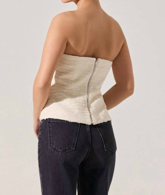 Astr - Moina Strapless Tweed Top