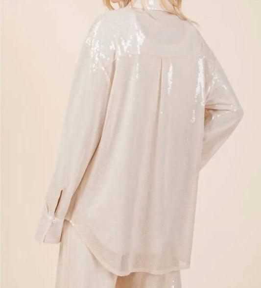 Geegee - Sequin Oversized Button Up Blouse