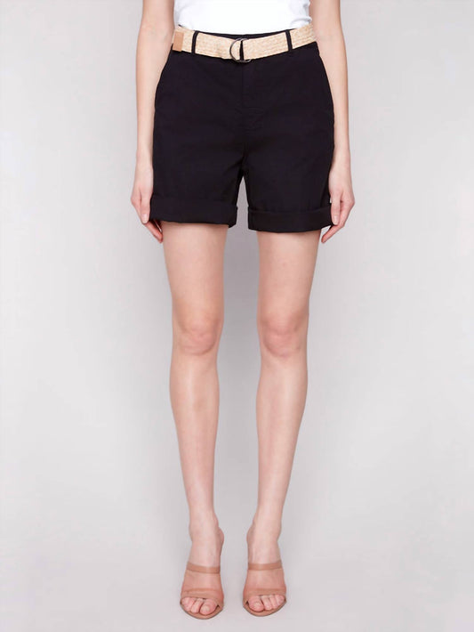 Charlie B - Cuffed Shorts With Belt - black - clothing - cotton - blend