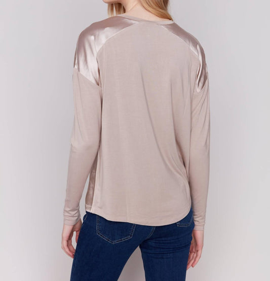 Charlie B - Shimmer Satin Front Top - beige - clothing - shirts