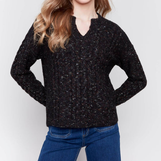 Charlie B - Speckle Knit Sweater - black - clothing - polyester
