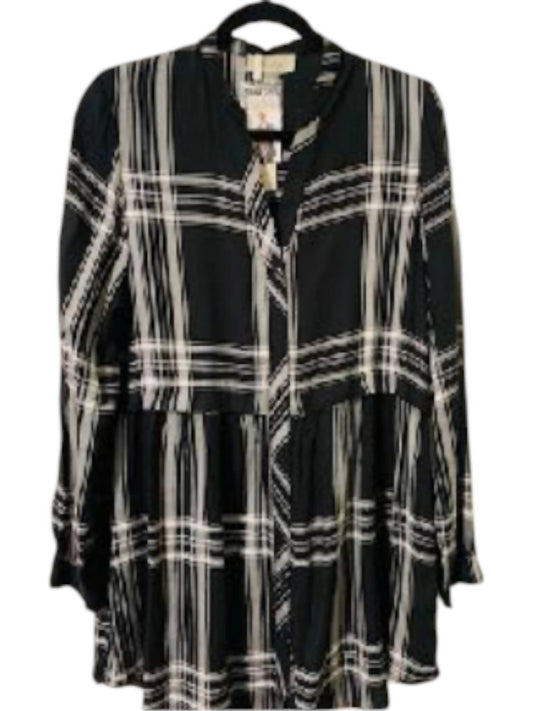 Charlie Paige - Women's Plaid Flannel Tunic Top - black - clothing - plaid - check