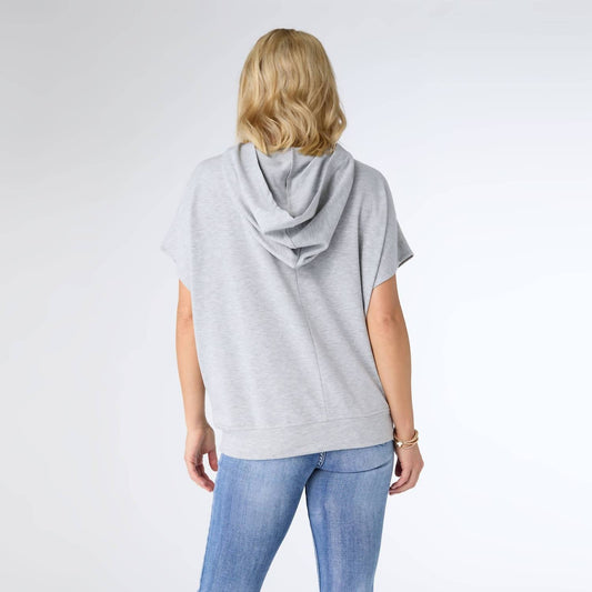 Coco + Carmen - Vintage Look Americana Patriotic Hooded Top - clothing - graphic - grey