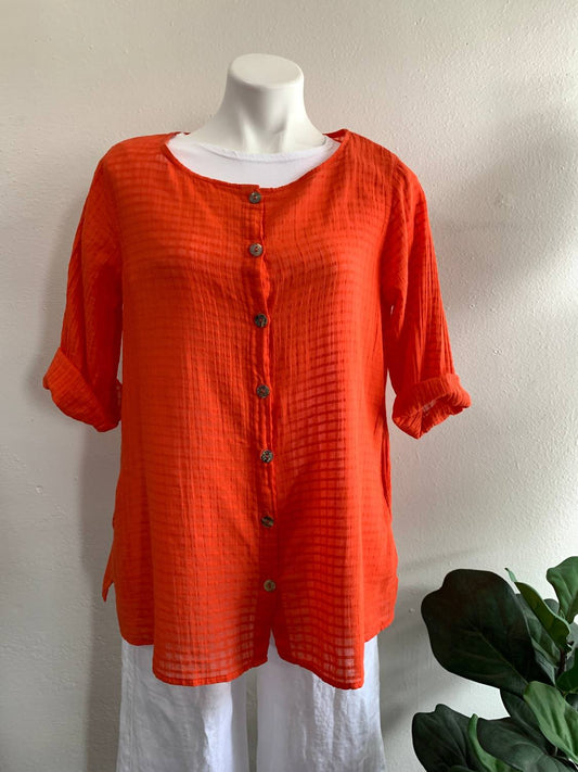 Color Me Cotton - Windowpane Tunic - clothing - cotton - orange