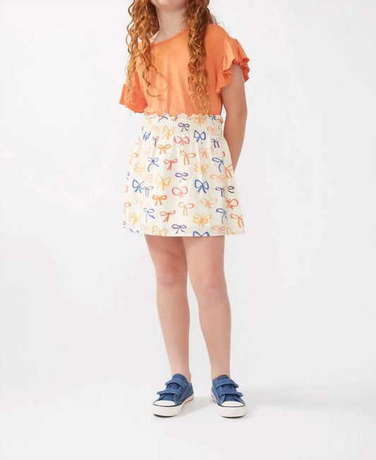 Compania Fantastica - Bow Print Short Skirt - beige - bottoms - clothing