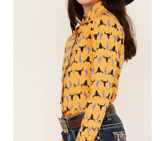 Cruel Girl - Girls Steer Head Snap Western Shirt - animal - clothing - kids