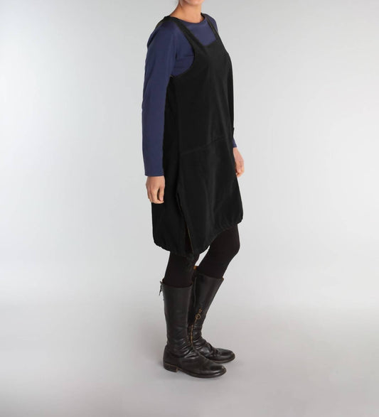 Cut Loose - Pinafore Mini Cord Dress - black - clothing - cotton - blend