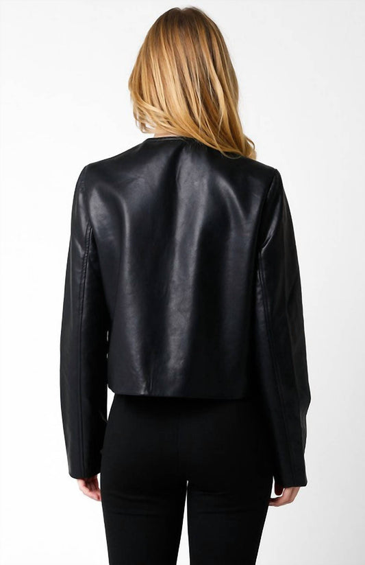 Olivaceous - Romi Faux Leather Jacket With Buttons