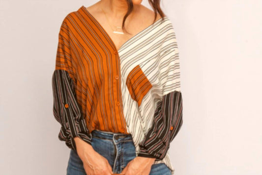 Fate - Striped Color Block Blouse