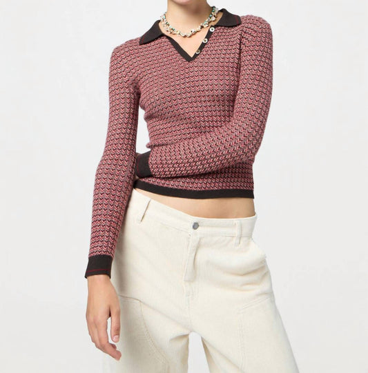 Guest In Residence - Chevron Long Sleeve Shrunken Polo