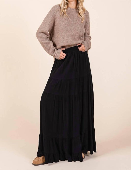 Mittoshop - Flowy Tiered Elastic Waist Lined Maxi Skirt