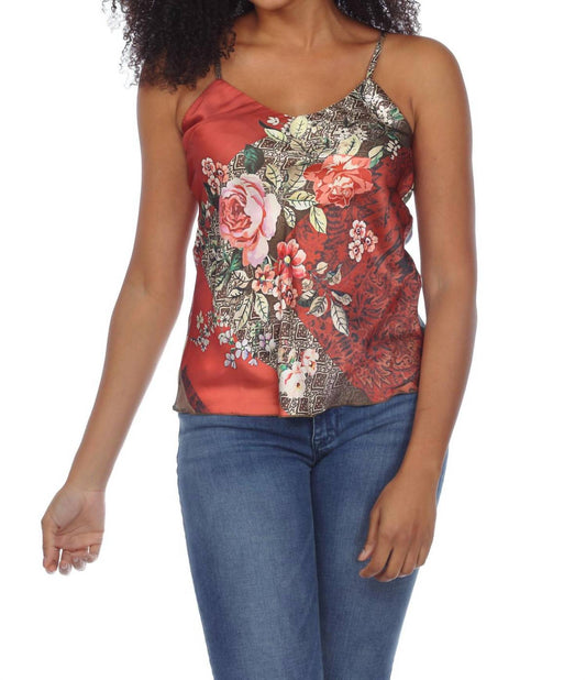 Paparazzi - Charmeuse Satin Patchwork Print Camisole