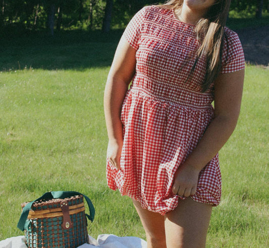 Tcec - Women's Gingham Short Sleeve Dress