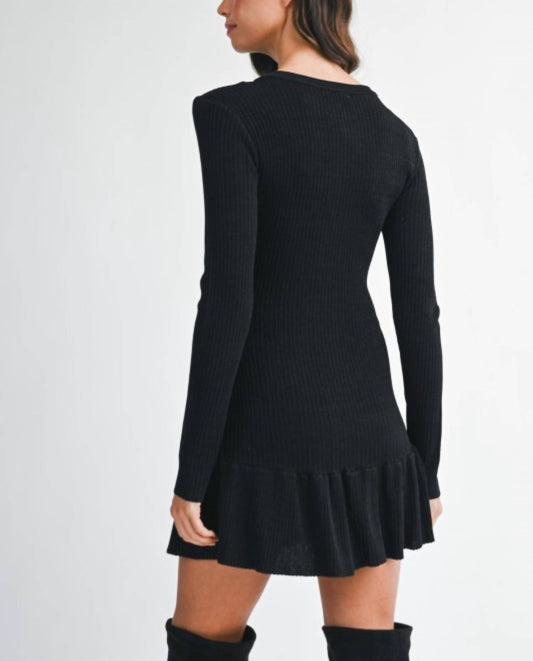 Mable - Women's Lurex Ribbed Knit Mini Dress
