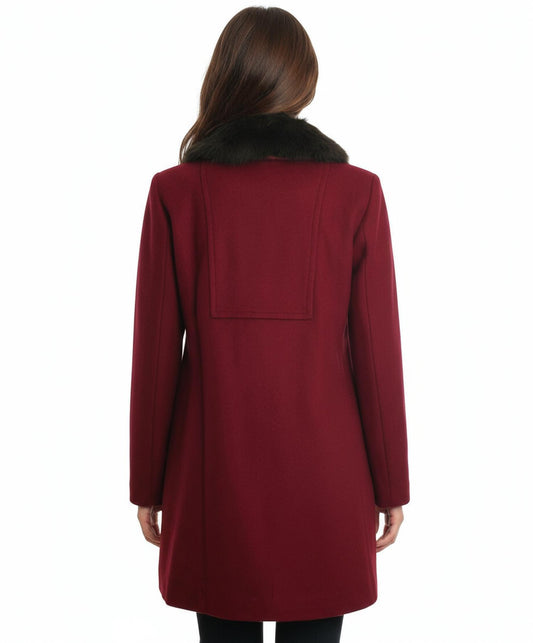 Eliza J - Faux Fur Trim Wool Blend Coat