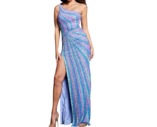 Jovani - One-sleeve Sequin Gown