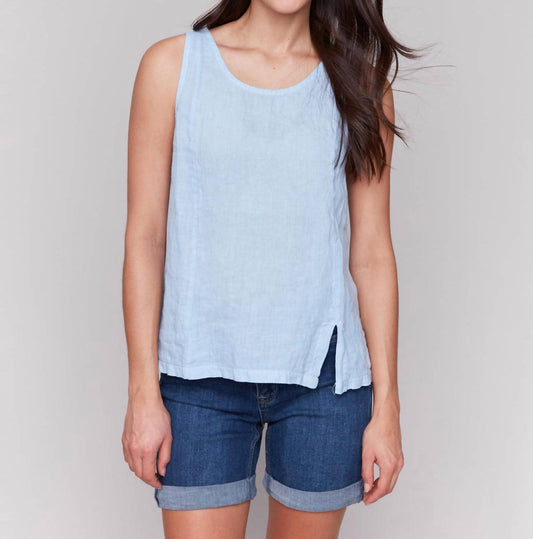 Charlie B - Sleeveless Linen Top With Slits