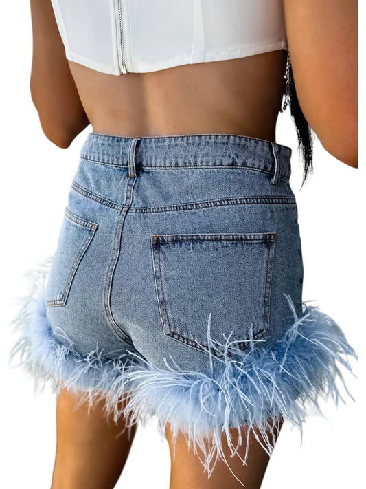 Lelis - Feather And Frill Jean Shorts