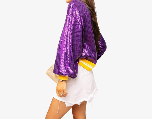 Queen Of Sparkles - Lsu Full Sequin Mike Sweater
