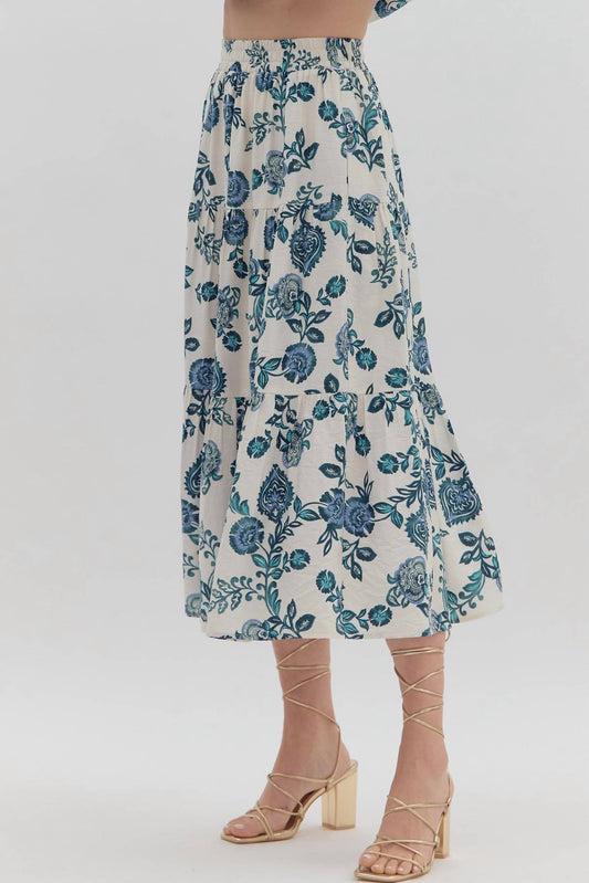 Entro - Camille Floral Midi Skirt