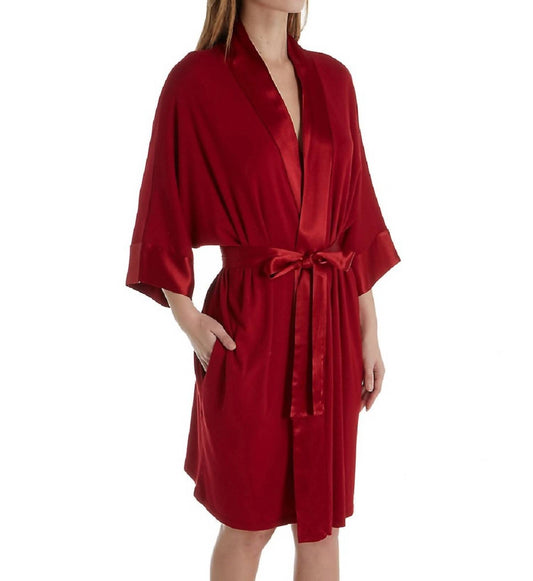 Shala Knit Robe With Pockets And Satin Trim