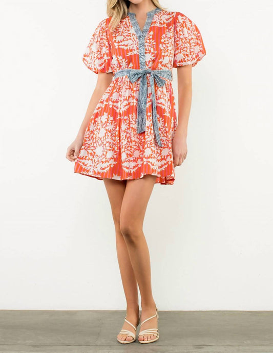 Thml - Contrast Tie Wasit Puff Sleeve Dress