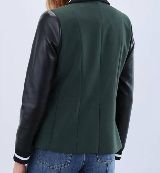 Fdj - Edgy Faux Leather Accent Blazer