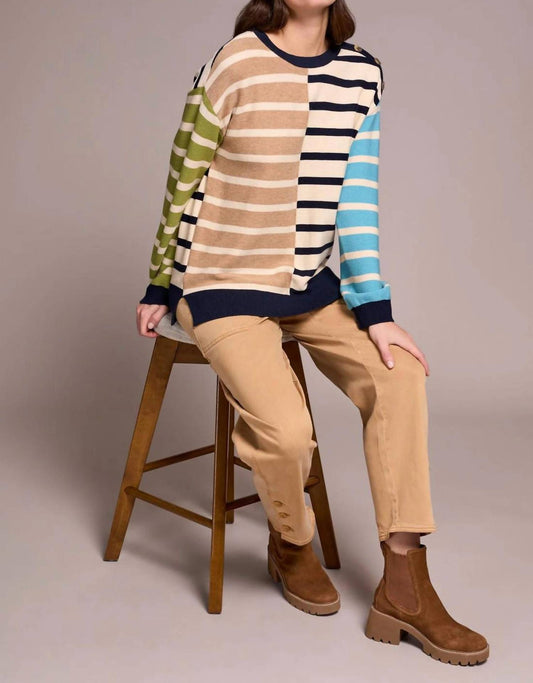 Tribal - Stripe Lightweight Crewneck Sweater