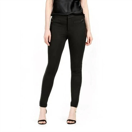 Paige - Merci Stretch Faux Leather Tuxedo Stripe Slim Pants