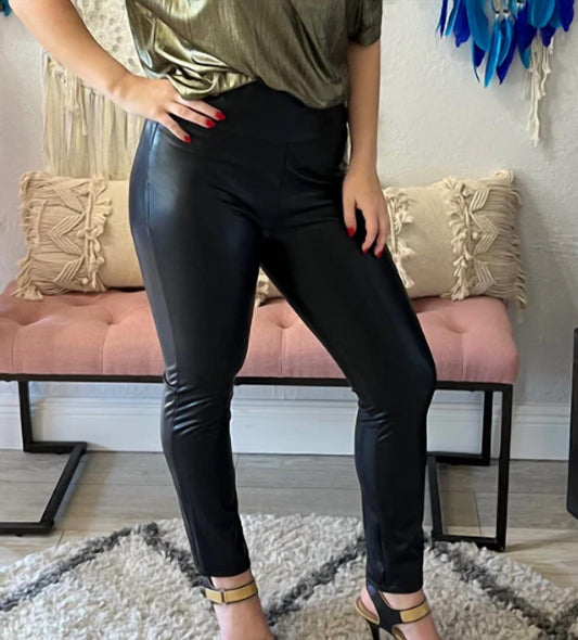 Elan - Faux Leather Straight Pants
