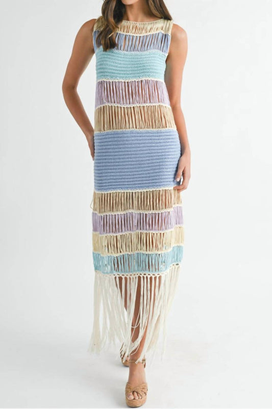 Mable - Fringed Crochet Knit Dress