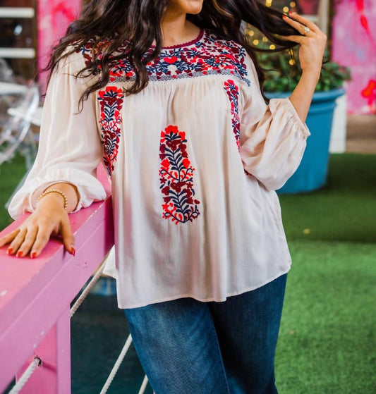 Layerz Clothing - Embroidered 3/4 Sleeve Top