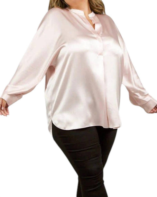 Vince - Silk Band Collar Long Sleeve Blouse