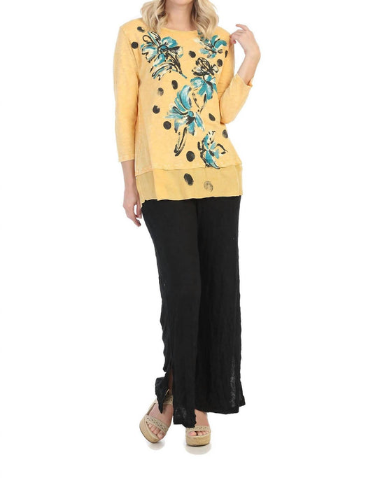 Jess & Jane - Freshia Mineral Washed Cotton Georgette Contrast Top