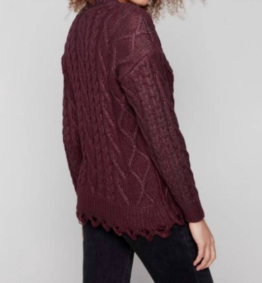 Charlie B - Metallic Cable Knit Sweater