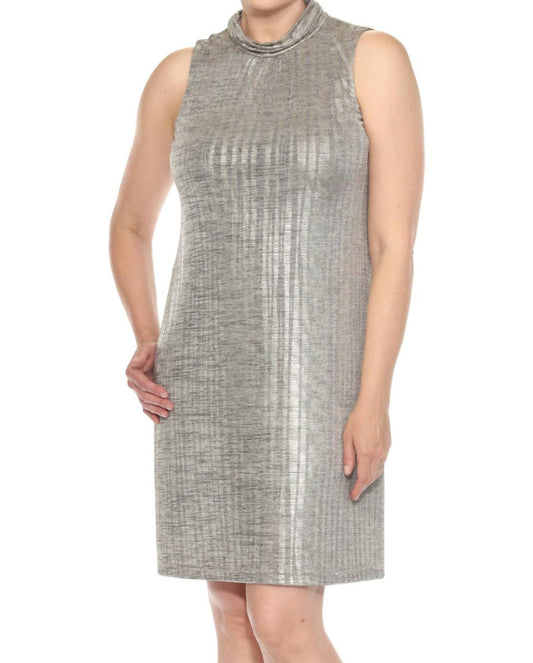 Joseph Ribkoff - Metallic Mock Neck Sleeveless Dress