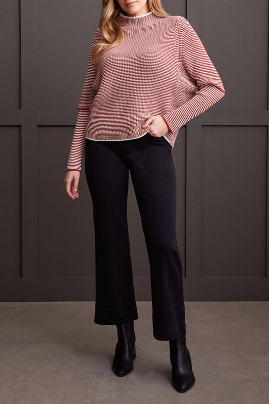 Tribal - Stripe Mock Neck Sweater