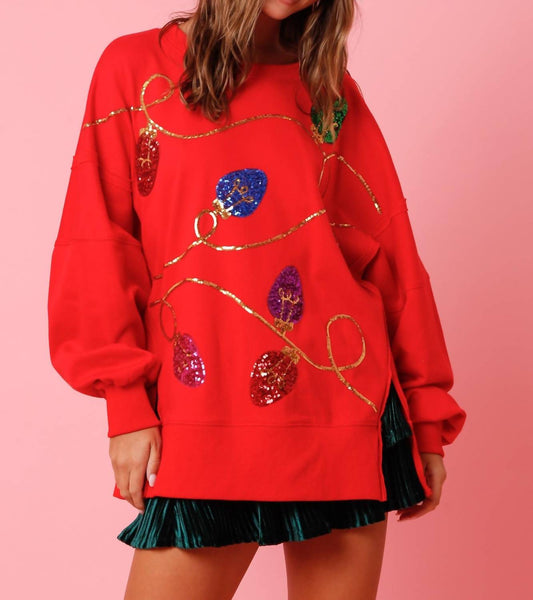 Peach Love - Holiday Sequins Embroidery Loose Fit Sweatshirt