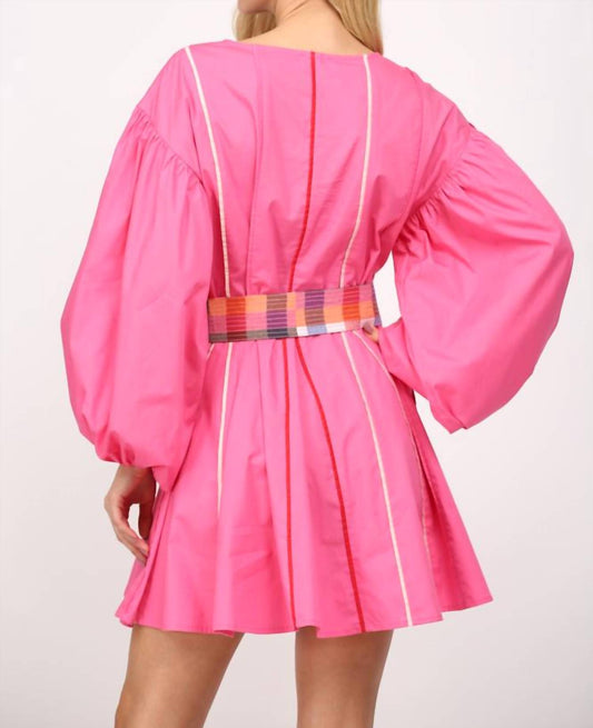 Fate - CONTRAST PIPING DETAIL BOATNECK FIT & FLARE DRESS / BELT