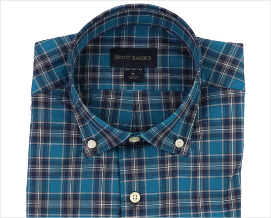 Scott Barber - Men's Organic Cotton Lagoon Plaid Sport Shirt