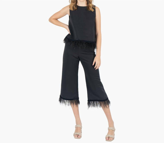 SIDE ZIP FEATHER FRINGE PARTY PANT
